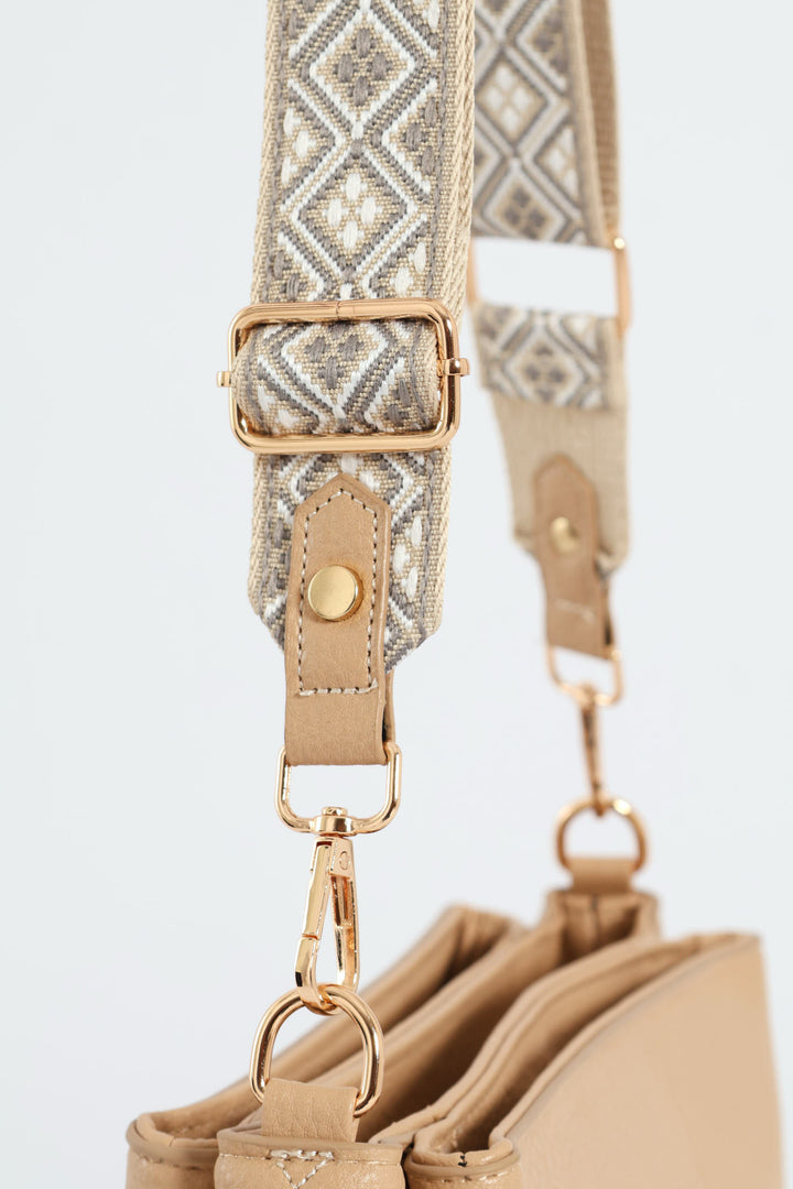 Multi-Compartment Crossbody Bag - Taupe