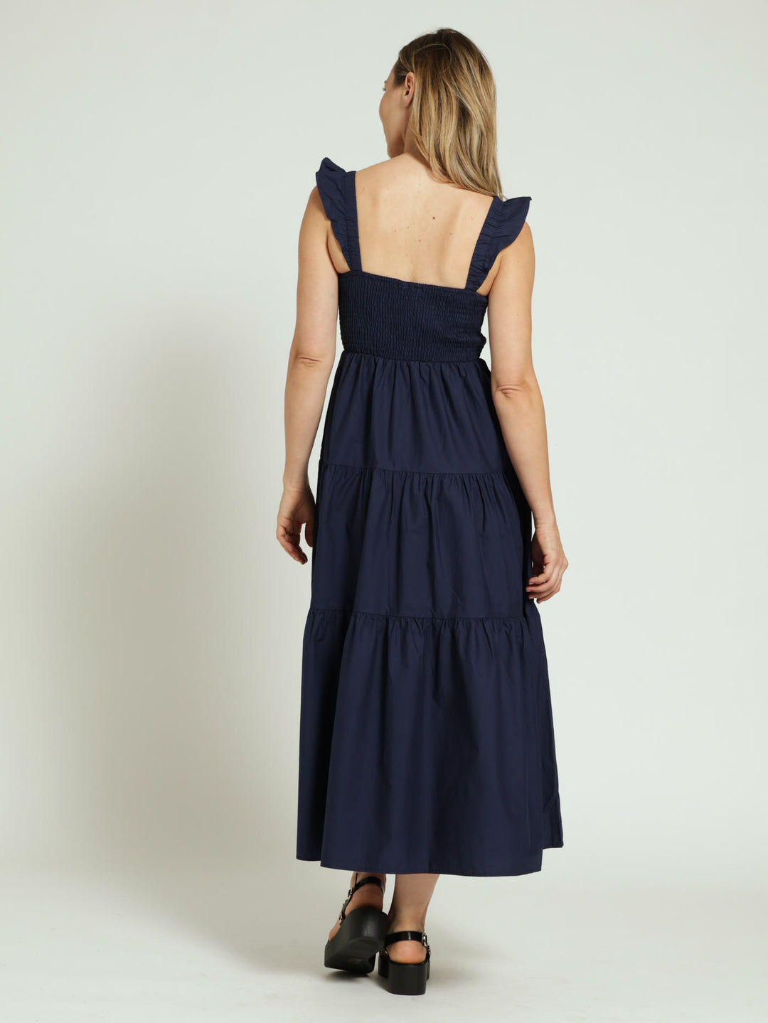 Strappy Tiered Maxi Dress - Navy