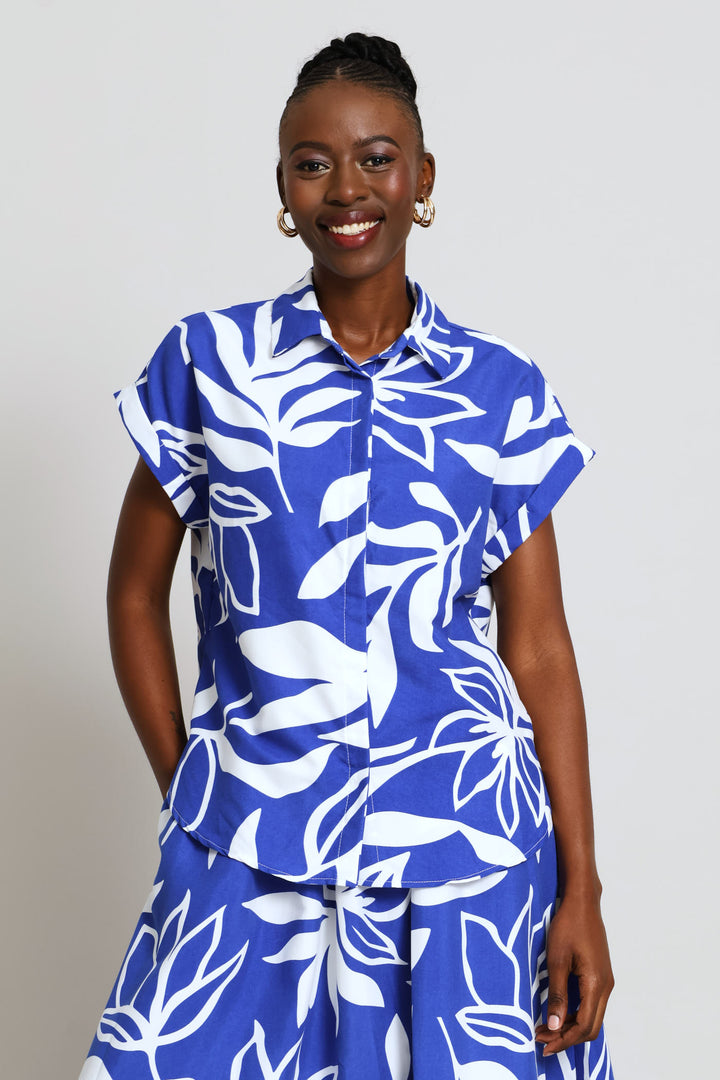 Easy Wearing Shirt - Cobalt/White