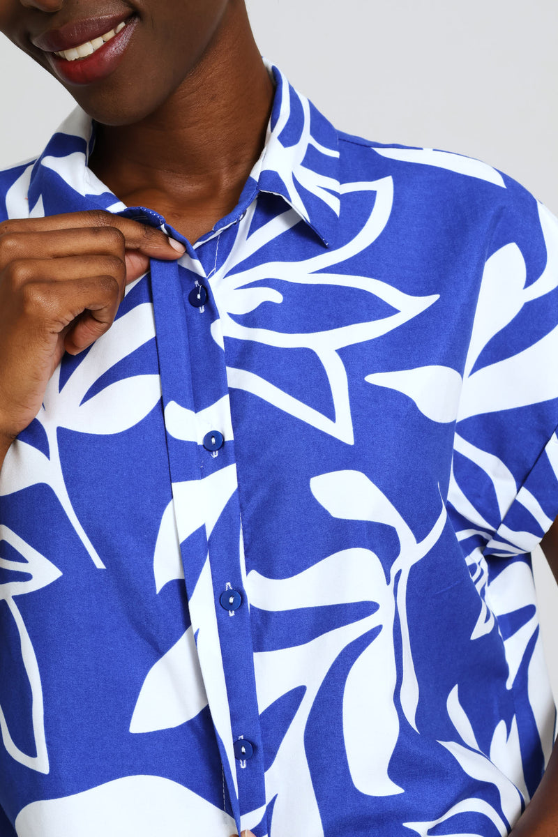 Easy Wearing Shirt - Cobalt/White