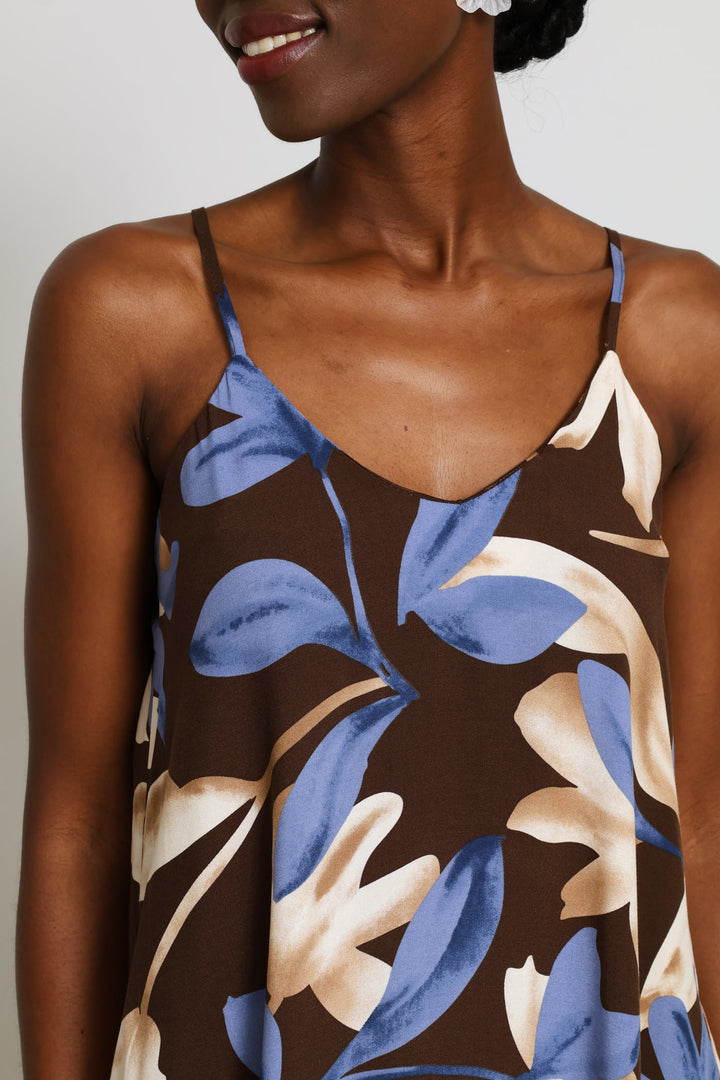 Strappy A-Line Slip Midi Dress - Chocolate