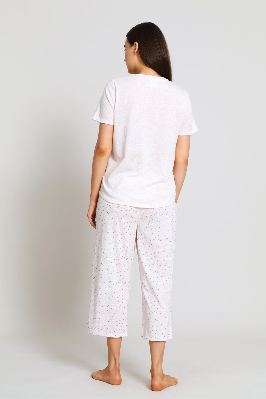 Spot Short Sleeve & Capri Sleep Set - Oatmeal Melange