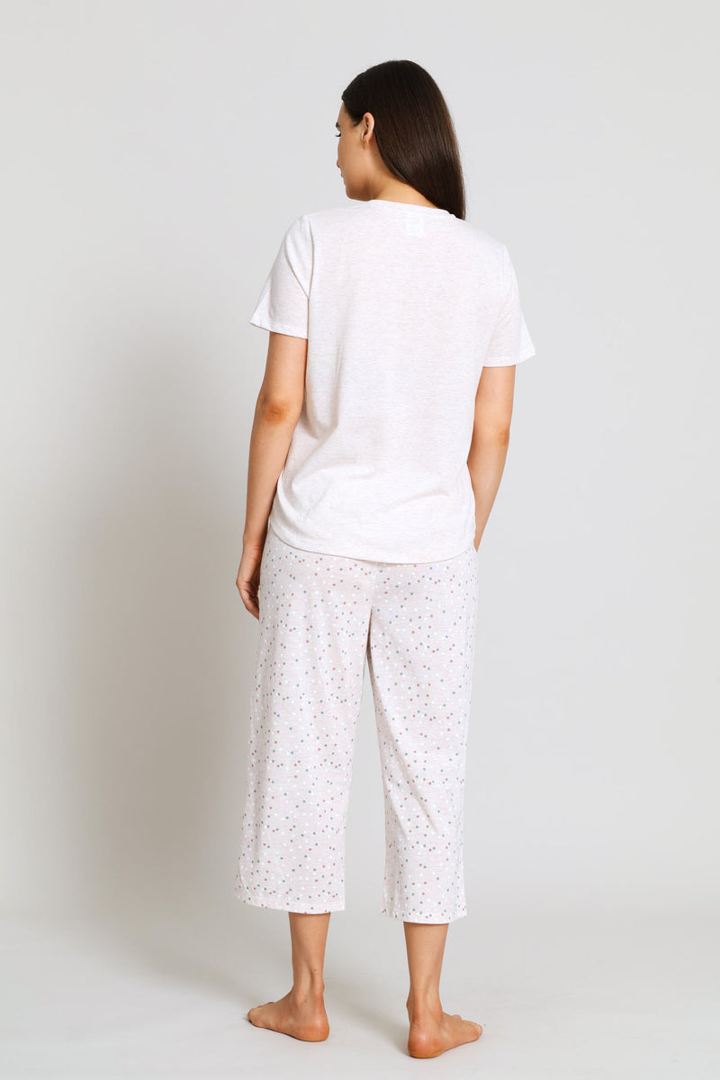 Spot Short Sleeve & Capri Sleep Set - Oatmeal Melange