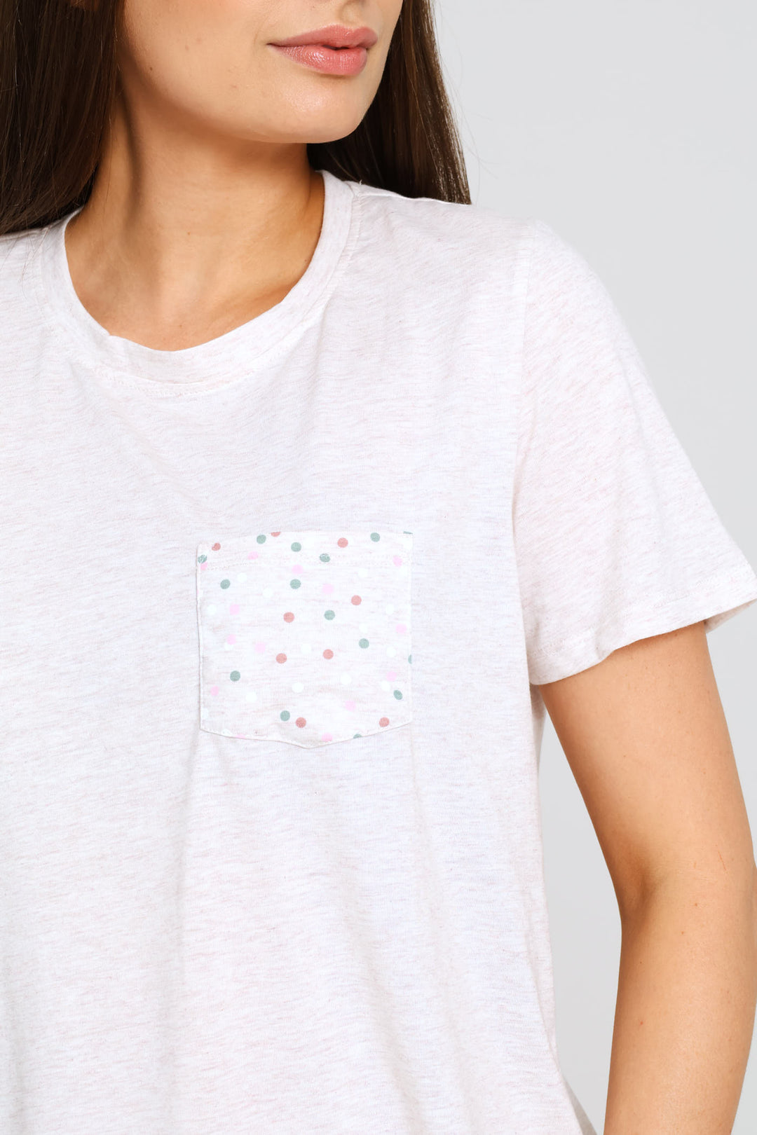 Spot Short Sleeve & Capri Sleep Set - Oatmeal Melange