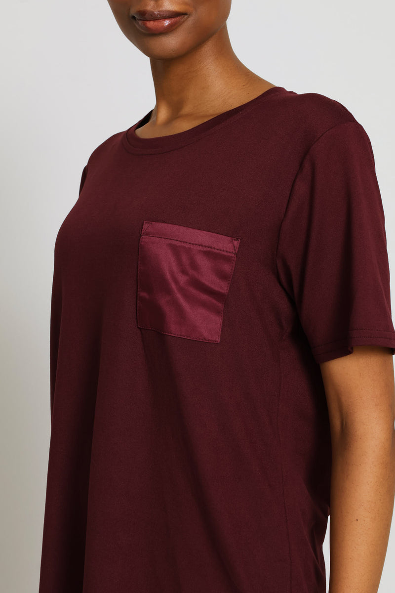 Soft Touch Ditsy Top & Pant Set - Burgundy