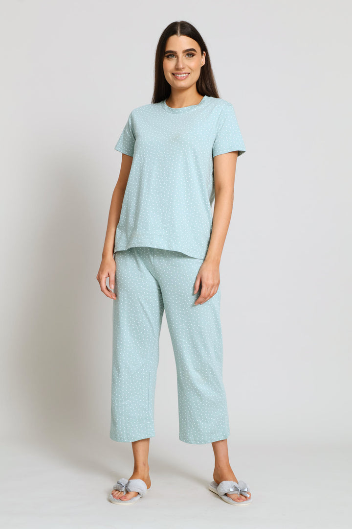 Short Sleeve Hearts Tee - Duck Egg