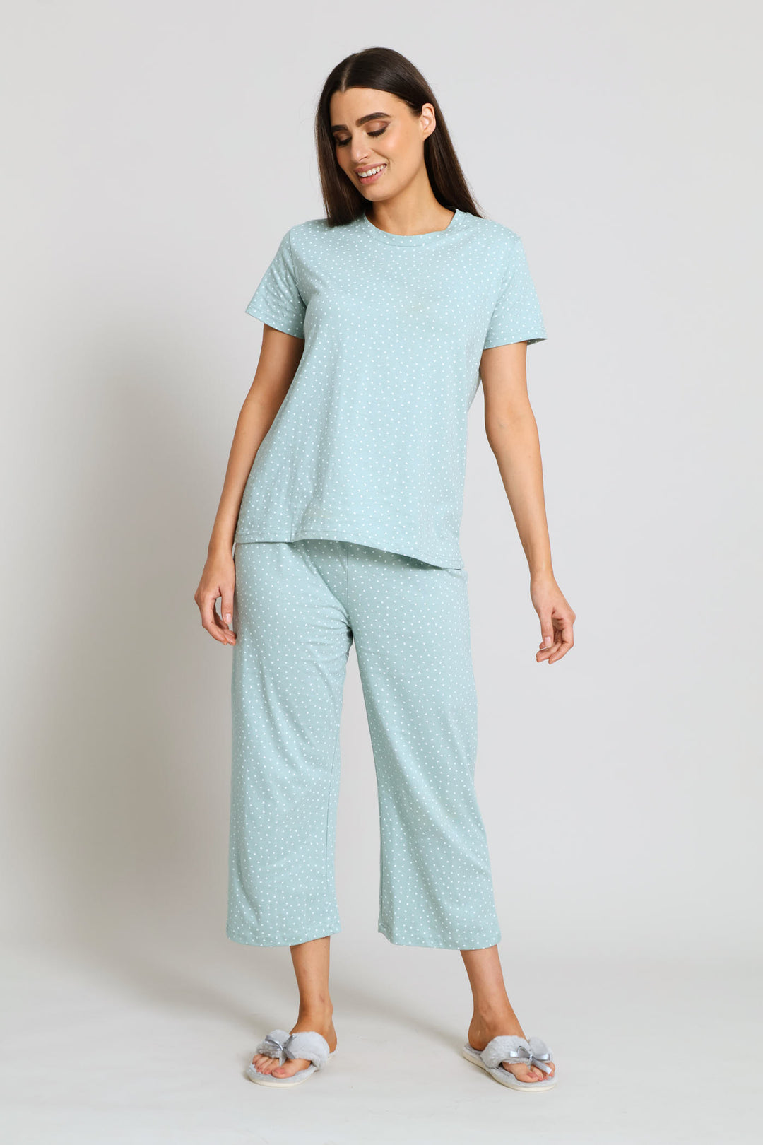 Hearts Capri Pant - Duck Egg