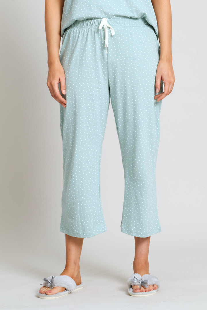 Hearts Capri Pant - Duck Egg