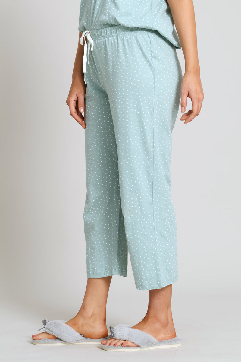 Hearts Capri Pant - Duck Egg