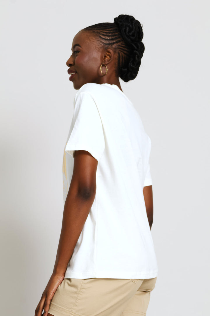 Hisbicus Foil Tee - Cream