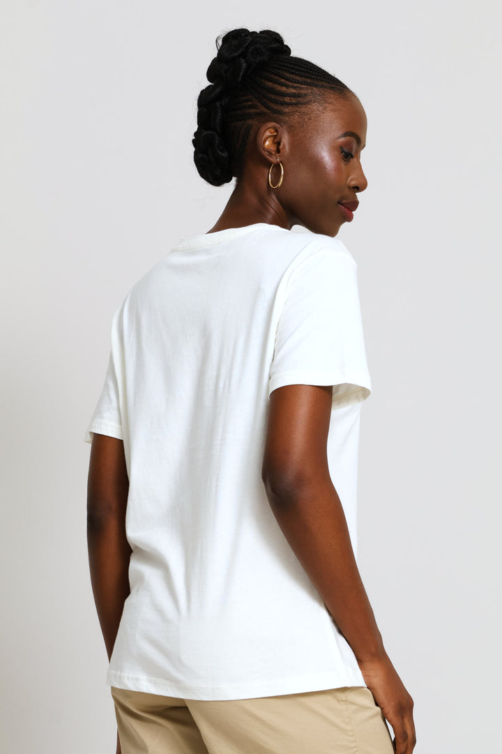 Hisbicus Foil Tee - Cream