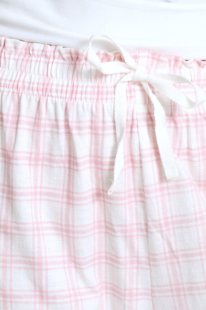 Check Capri Pant - White/Pink