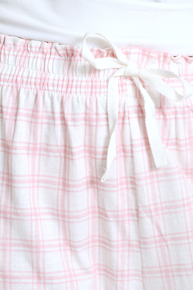 Check Capri Pant - White/Pink