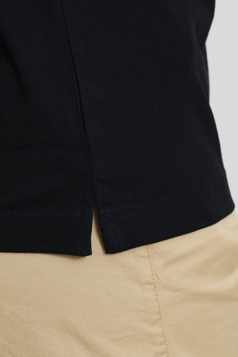 Rib Neck Boxy Tee - Black