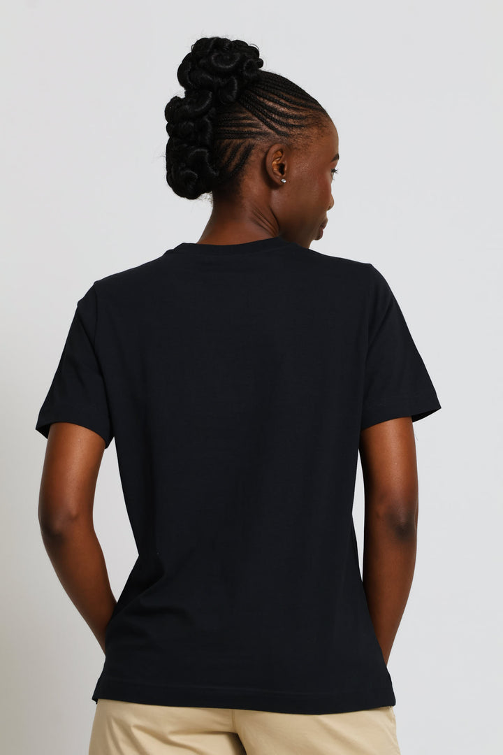 Rib Neck Boxy Tee - Black