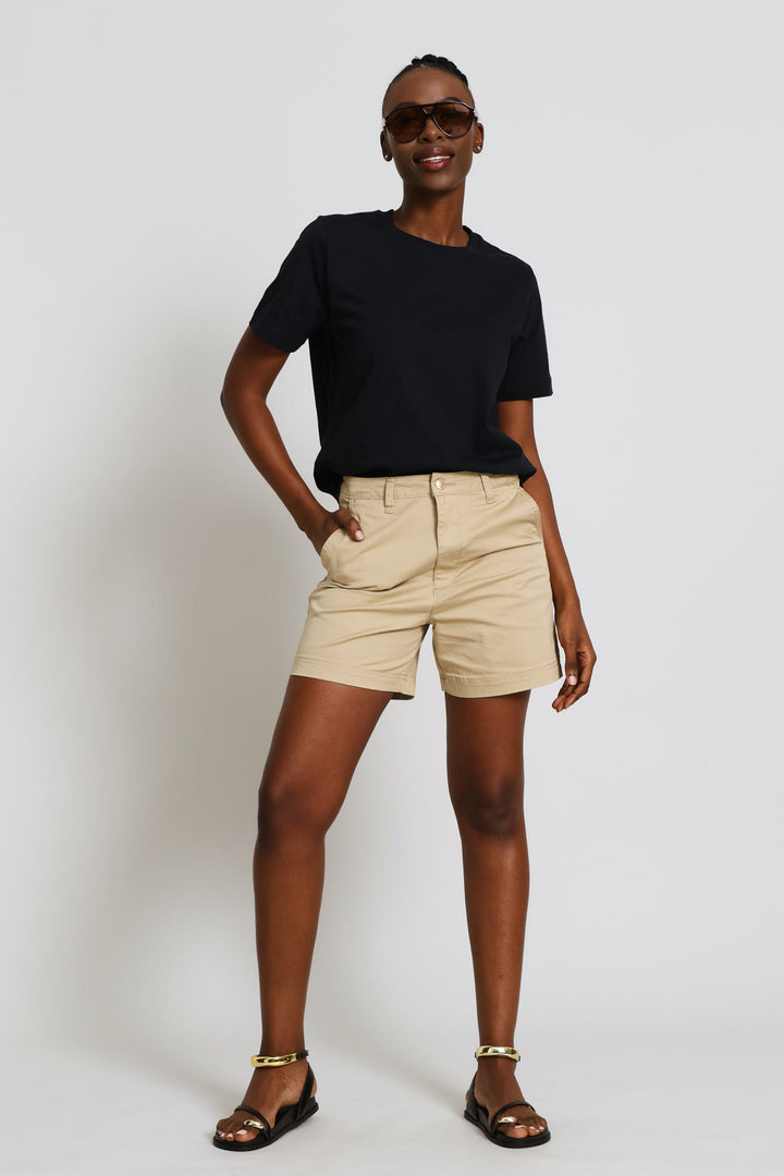 Rib Neck Boxy Tee - Black