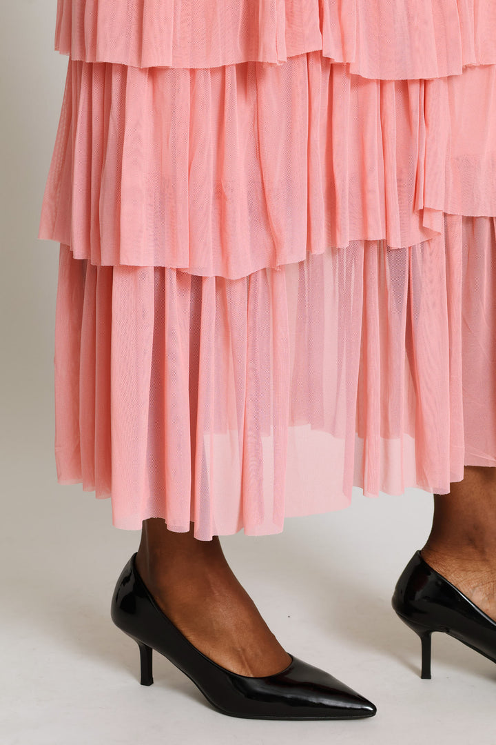 Rara Tiered Midi Skirt - Pink
