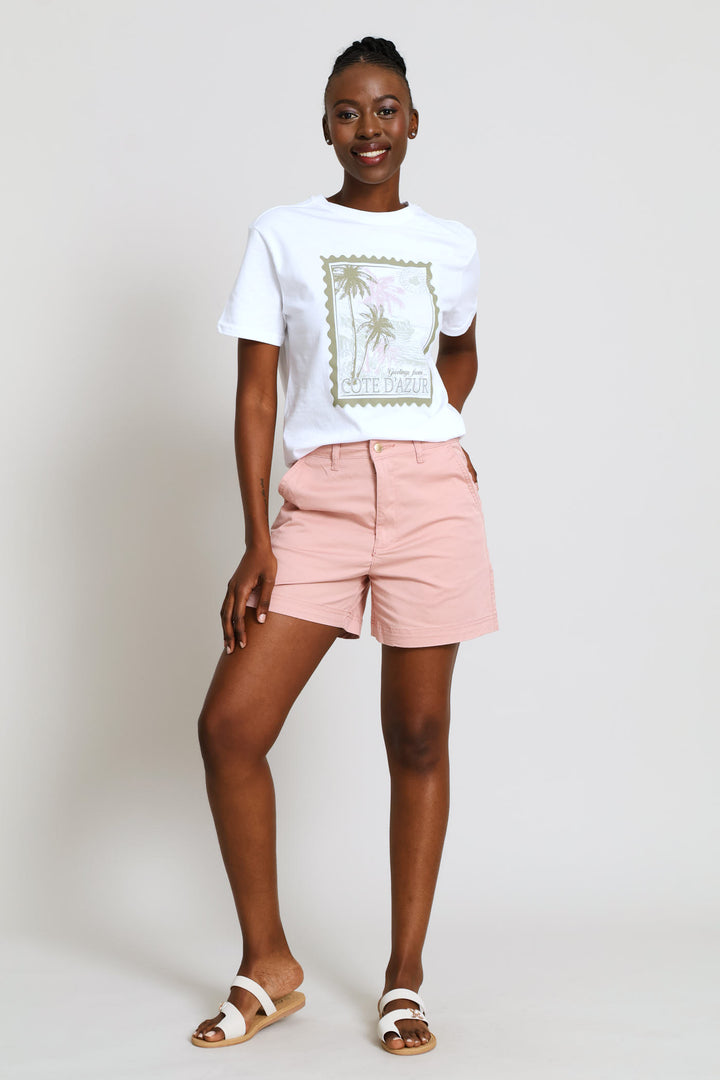 Postcard Palm Tee - White