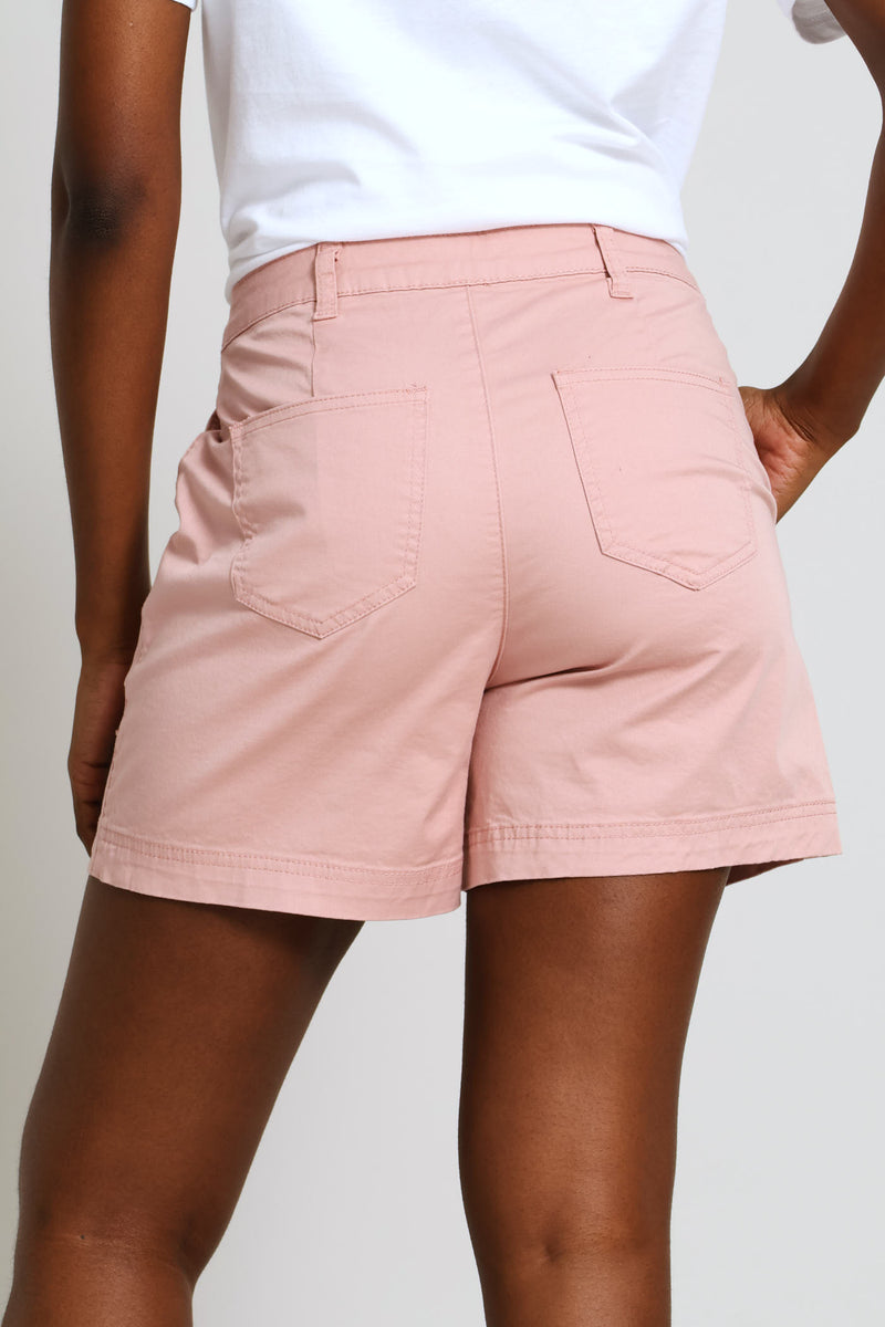 Stretch Sateen Mid Thigh Chino - Dusty Pink