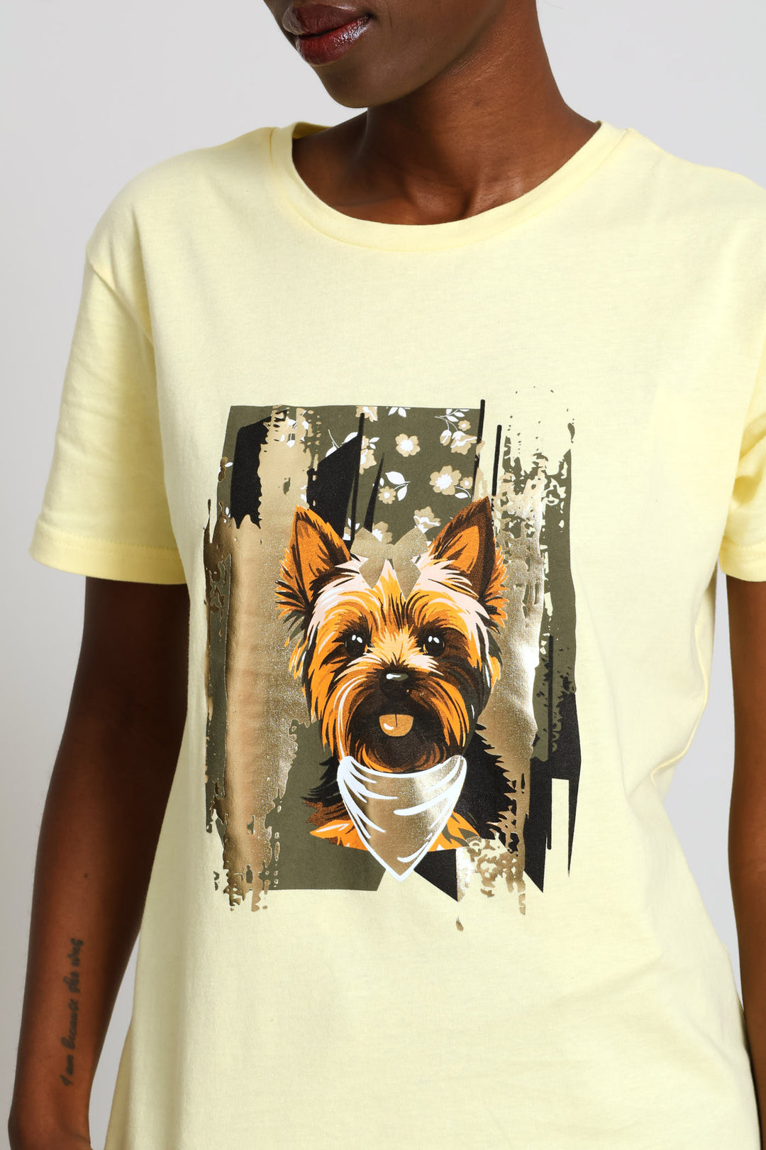 Cute Dog Foil Tee - Yellow