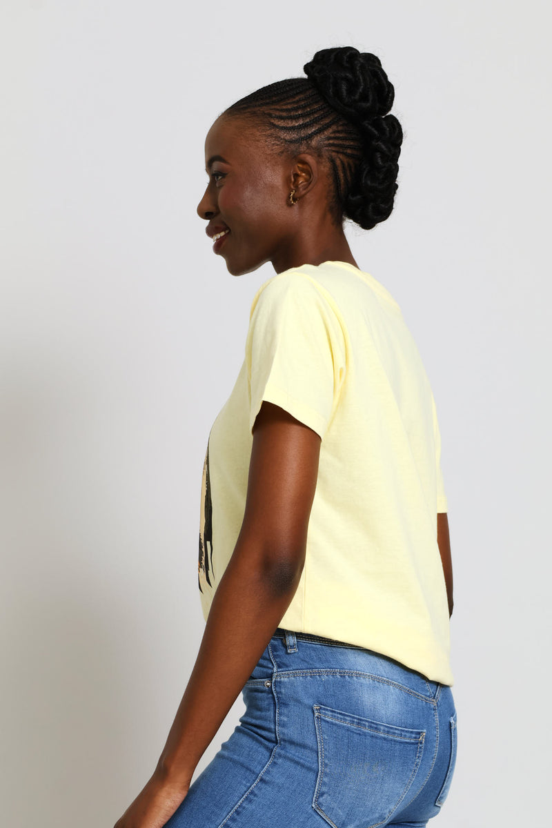 Cute Dog Foil Tee - Yellow