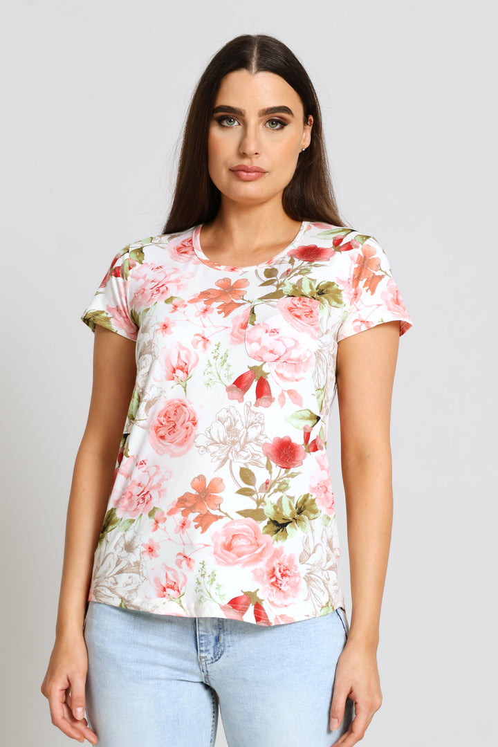 Printed Pocket Tee - Blush