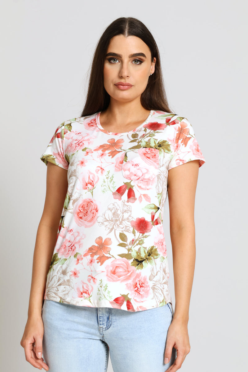 Printed Pocket Tee - Blush