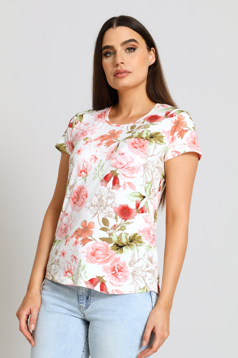 Printed Pocket Tee - Blush