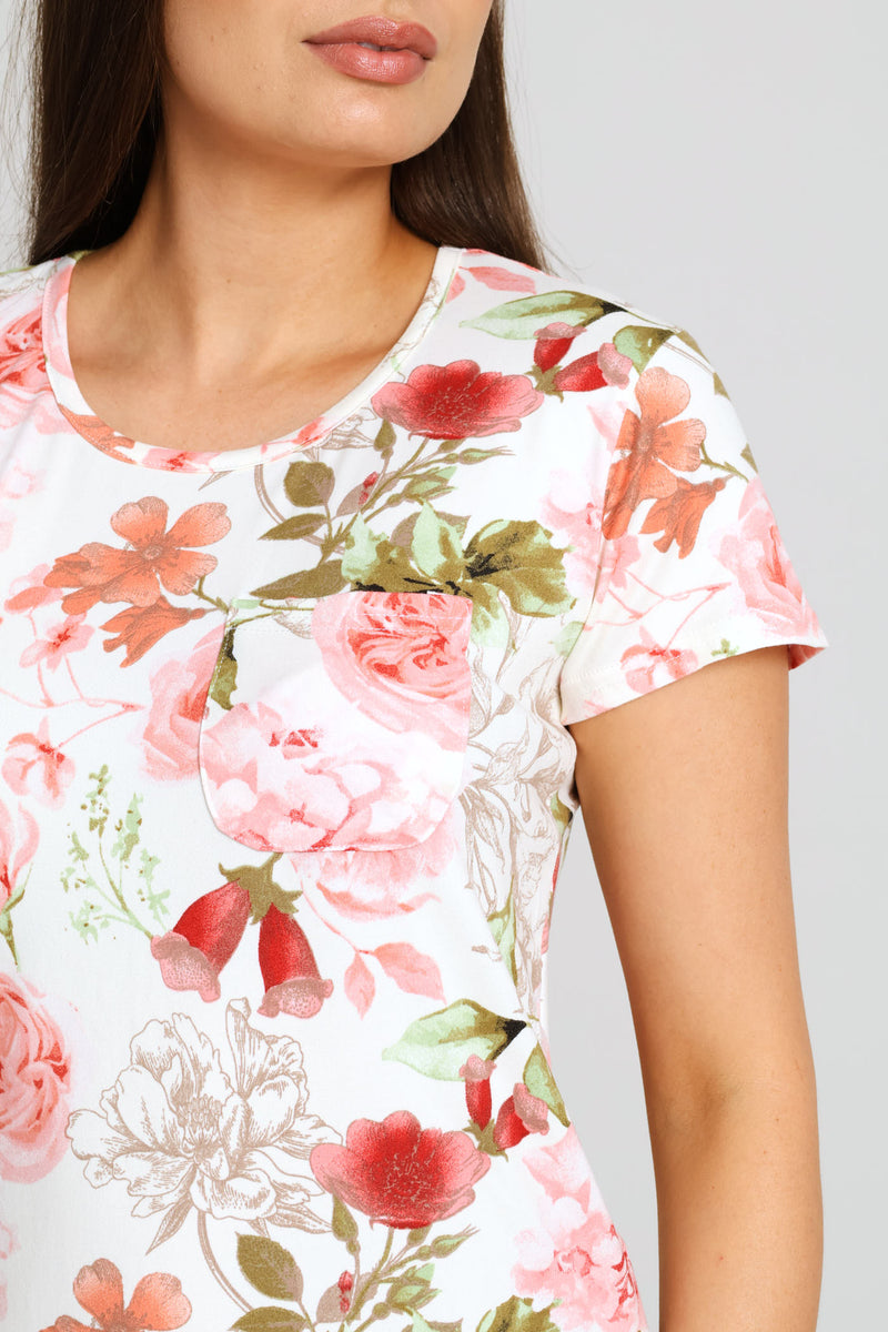 Printed Pocket Tee - Blush