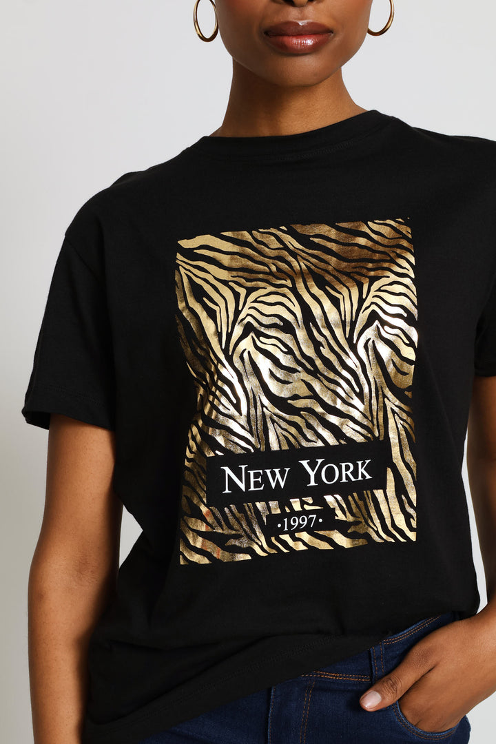 Zebra Foil Tee - Black
