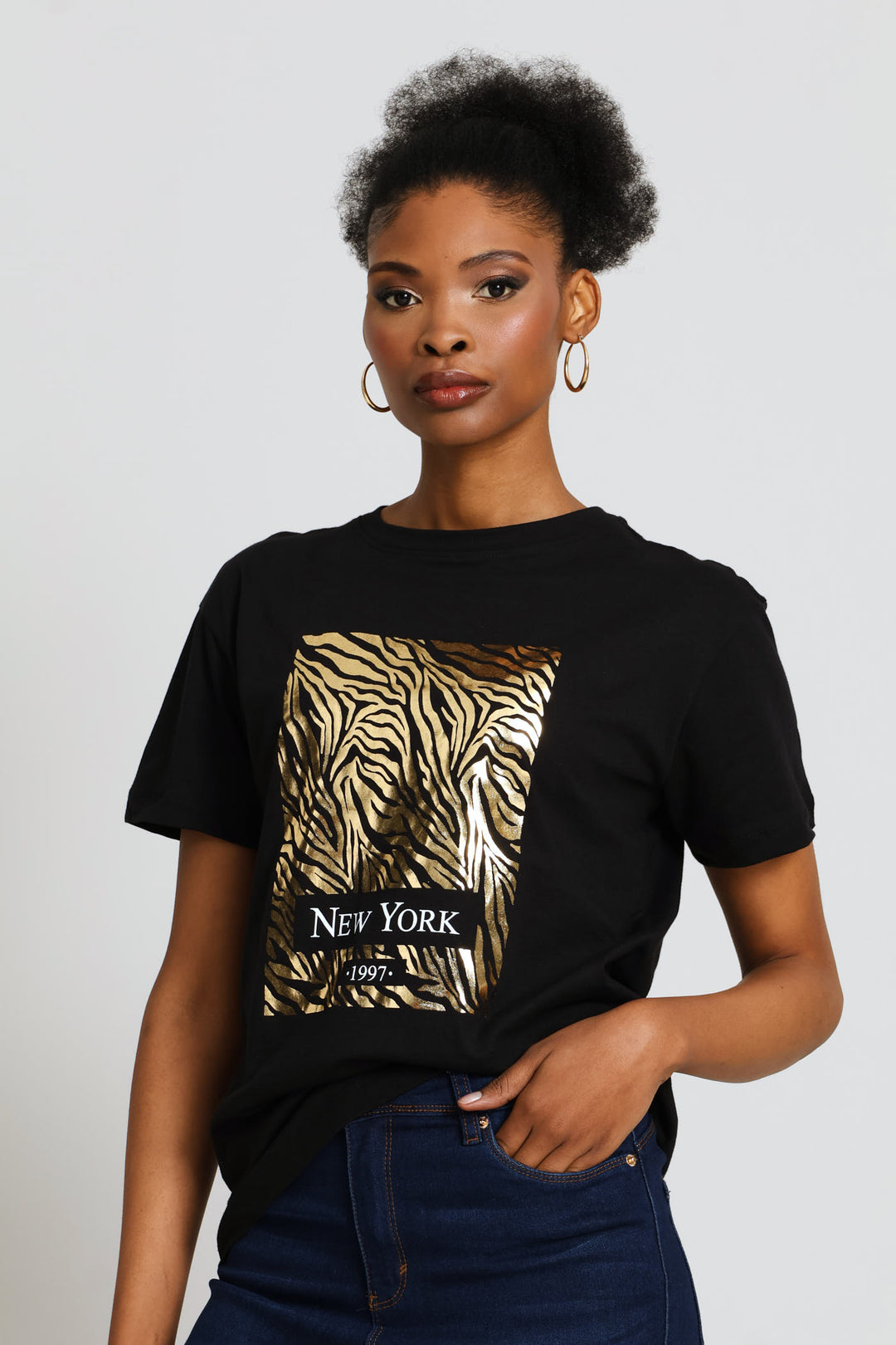 Zebra Foil Tee - Black