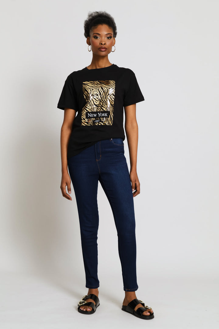 Zebra Foil Tee - Black