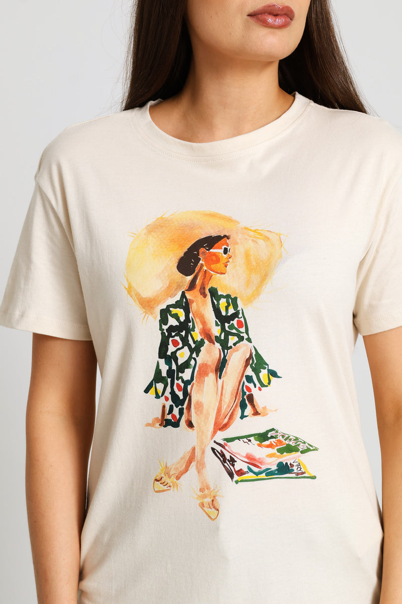 Sunhat Woman Tee - Sand