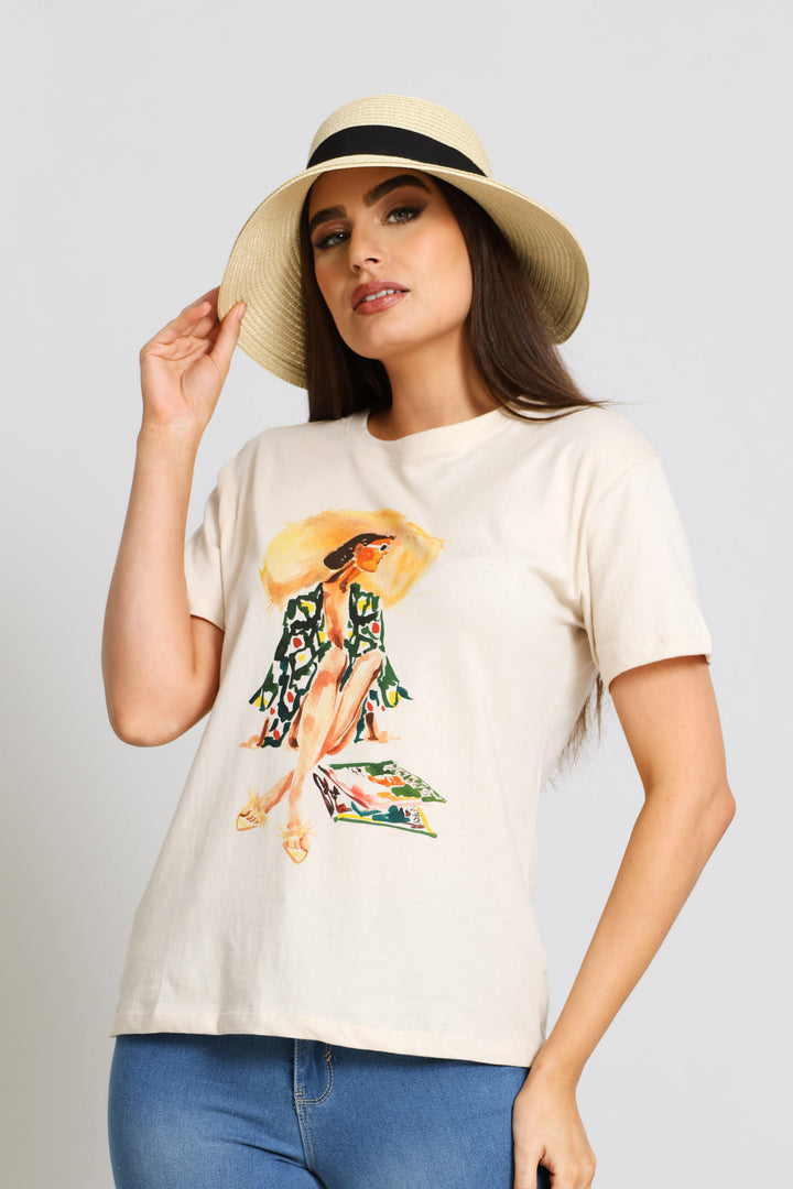 Sunhat Woman Tee - Sand