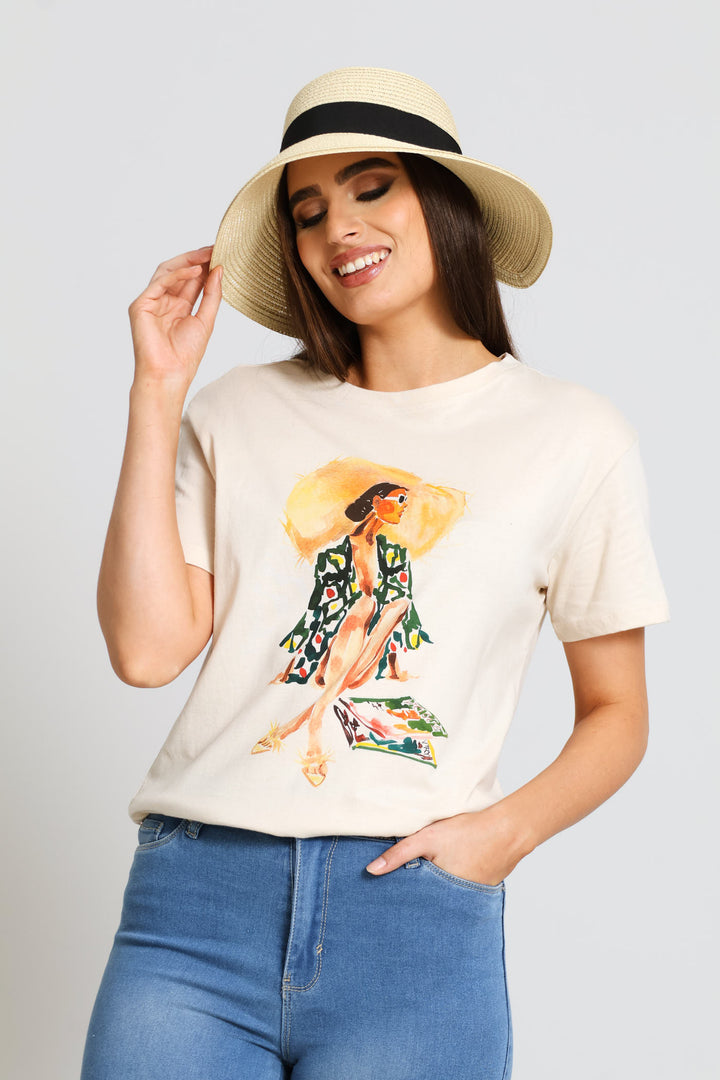 Sunhat Woman Tee - Sand