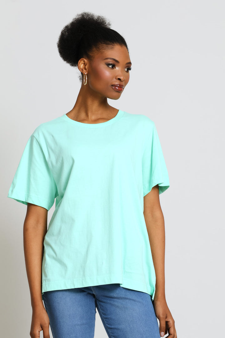 Rib Neck Boxy Tee - Mint