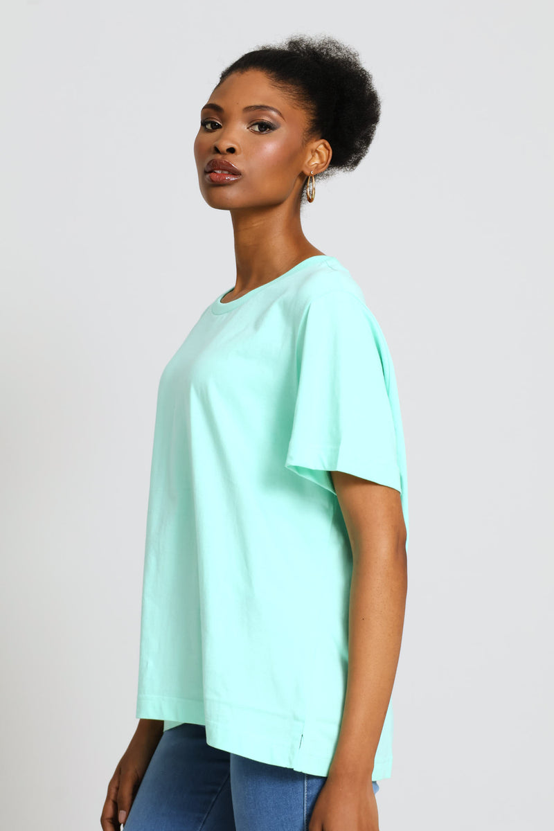 Rib Neck Boxy Tee - Mint