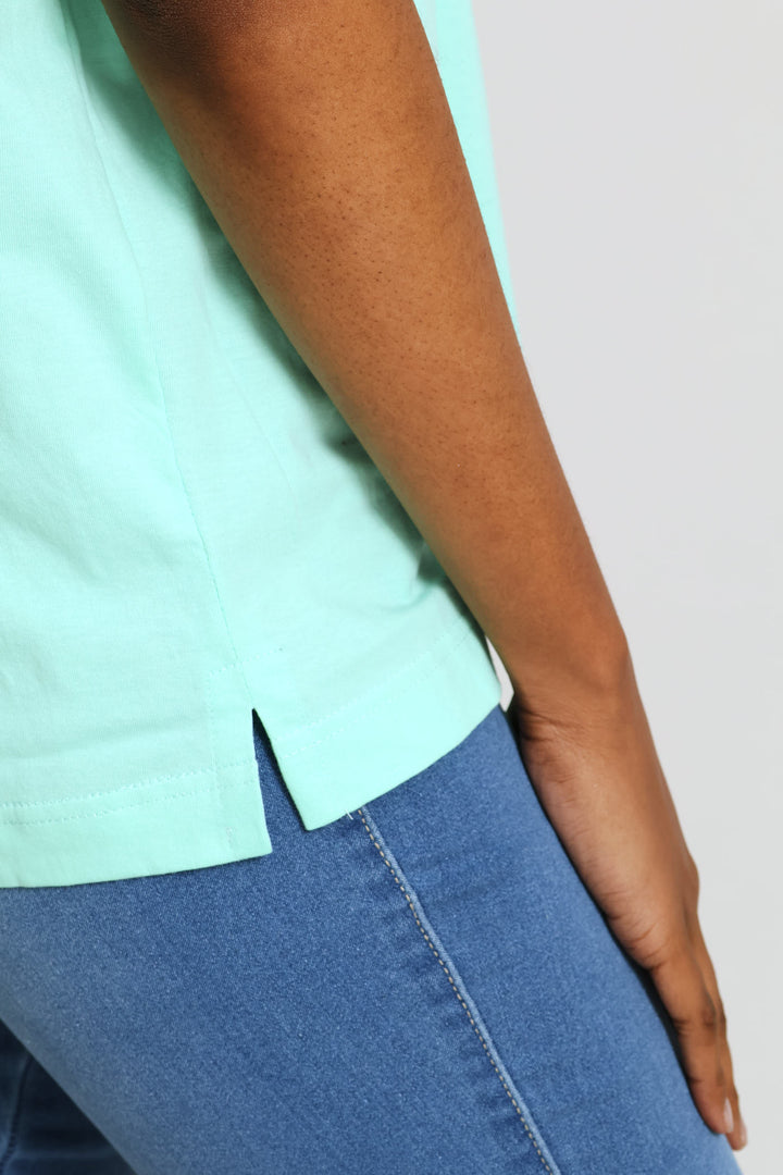 Rib Neck Boxy Tee - Mint