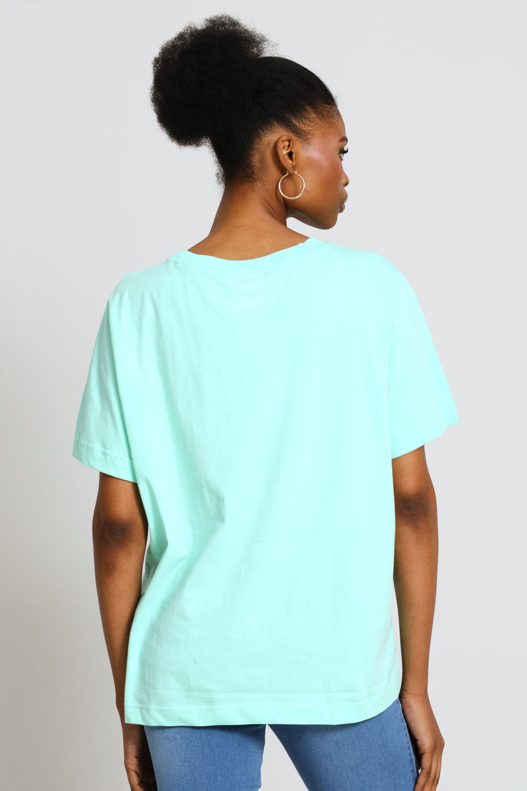 Rib Neck Boxy Tee - Mint