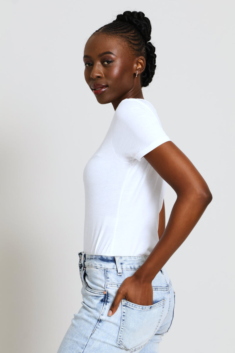 Scoop Neck Bodysuit - White