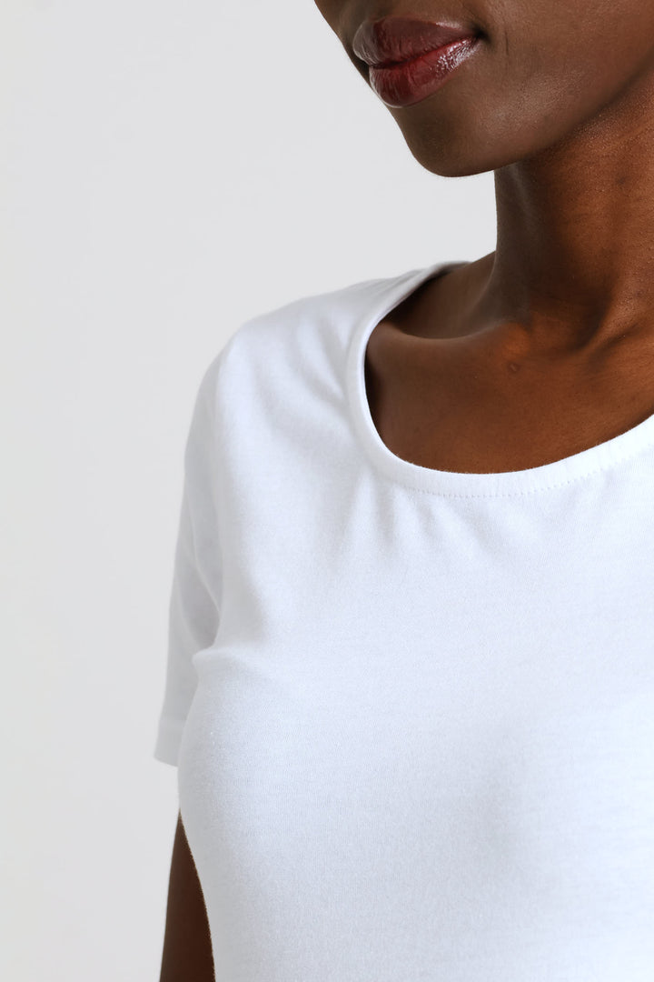 Scoop Neck Bodysuit - White
