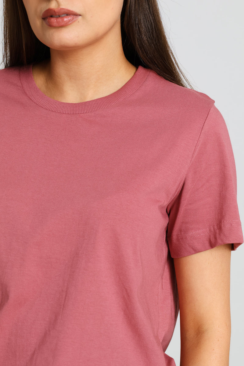 Rib Neck Boxy Tee - Deco Rose