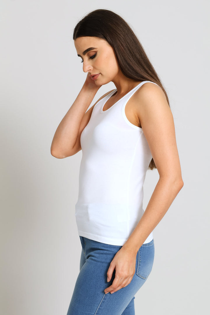Cotton Lycra Tank Top - White