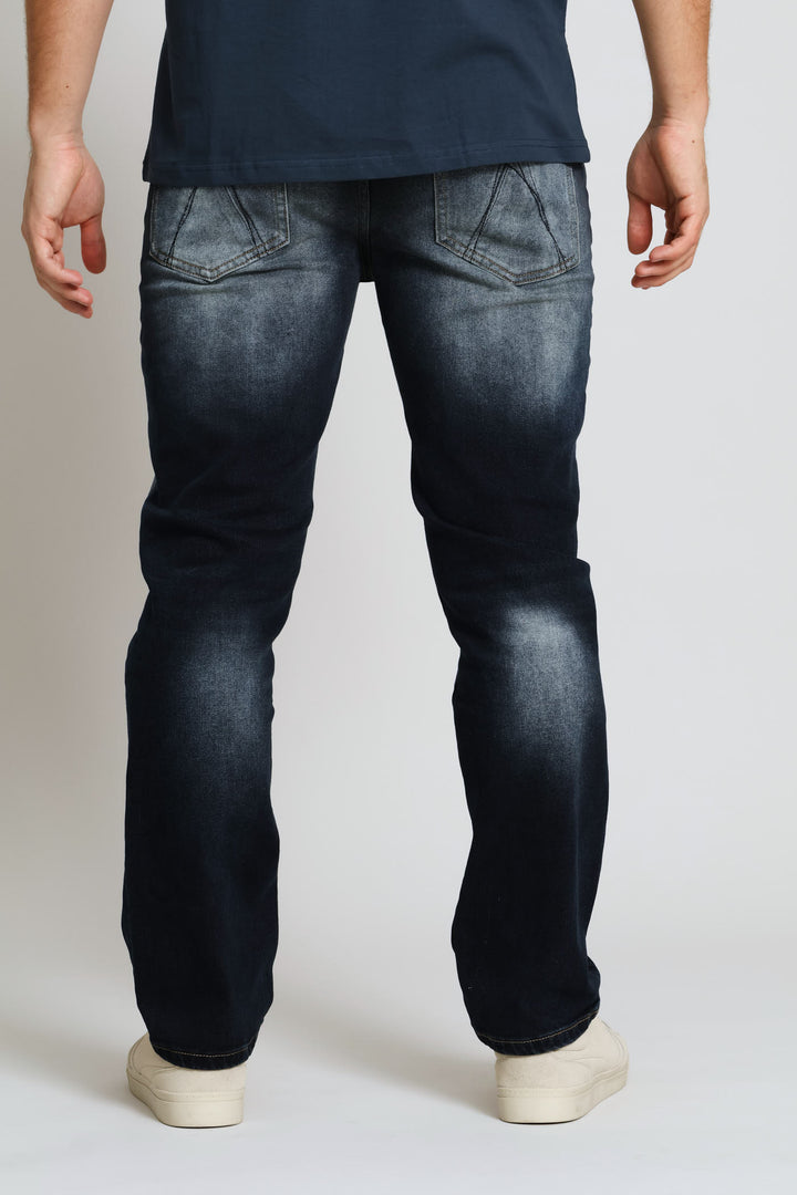 Sanded Straight Denim - Dark Blue