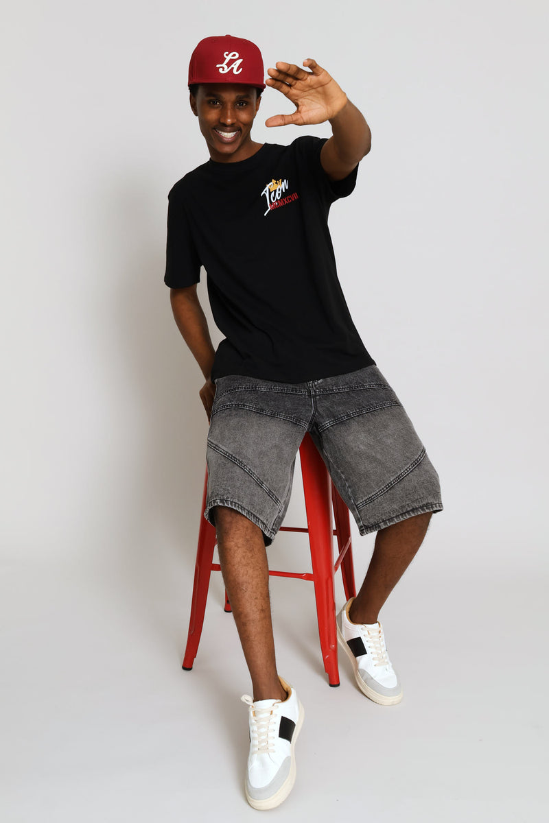 Cut Line Baggy Denim - Black