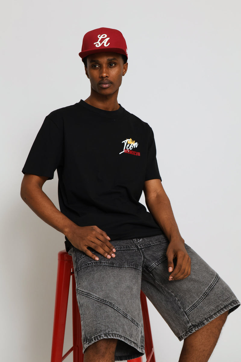 Cut Line Baggy Denim - Black