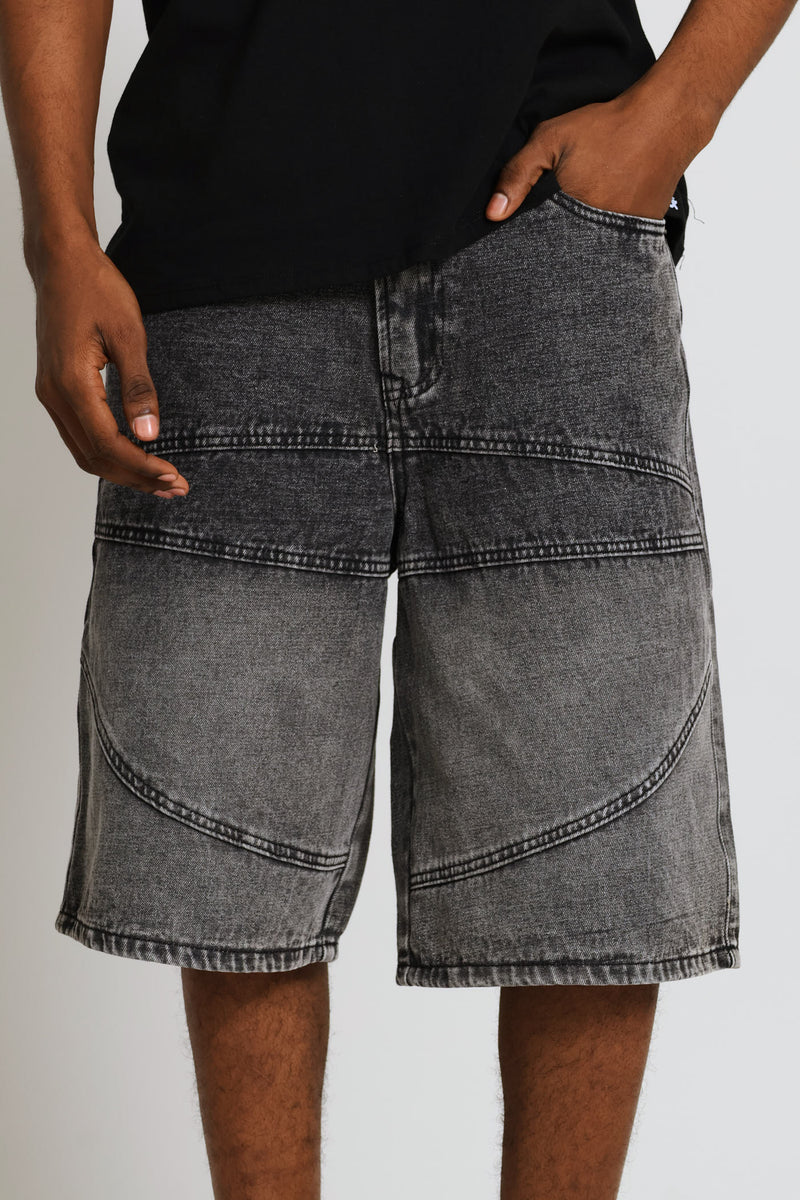 Cut Line Baggy Denim - Black