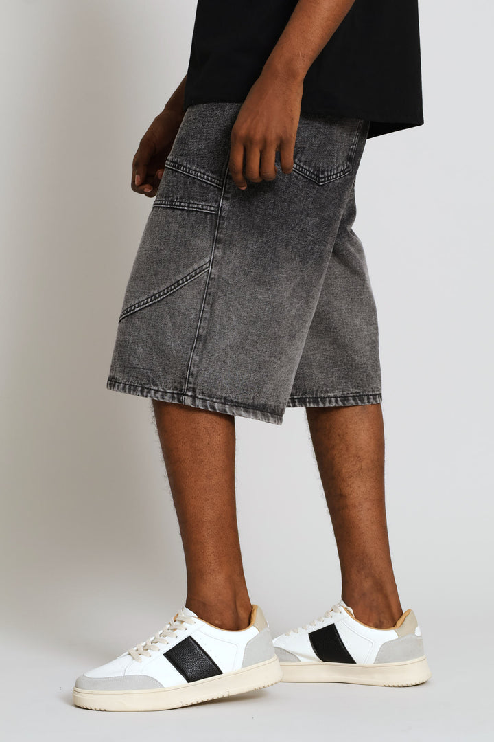 Cut Line Baggy Denim - Black