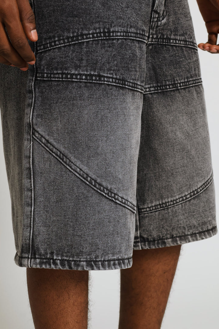 Cut Line Baggy Denim - Black