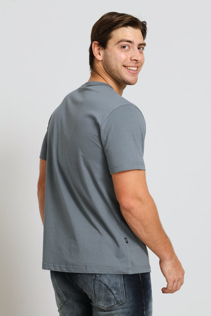 Embrodiery Icon Tee - Blue/Grey
